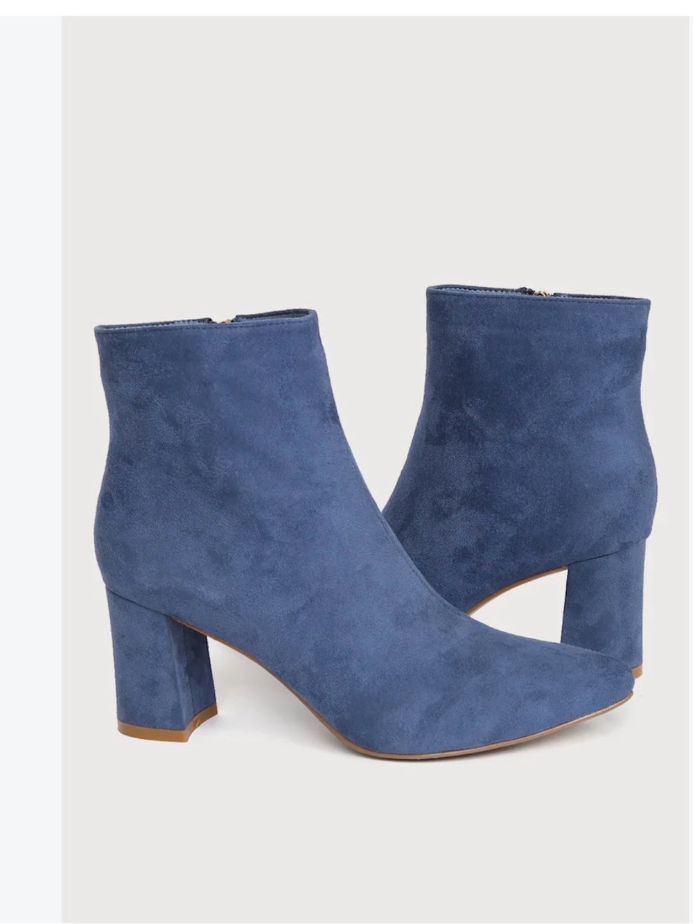 Lulu's Blue Suede Block Heel Ankle Booties